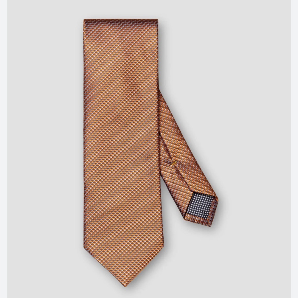 MonTebello 100% Italian Silk Neck tie -Orange Geometric Check Design